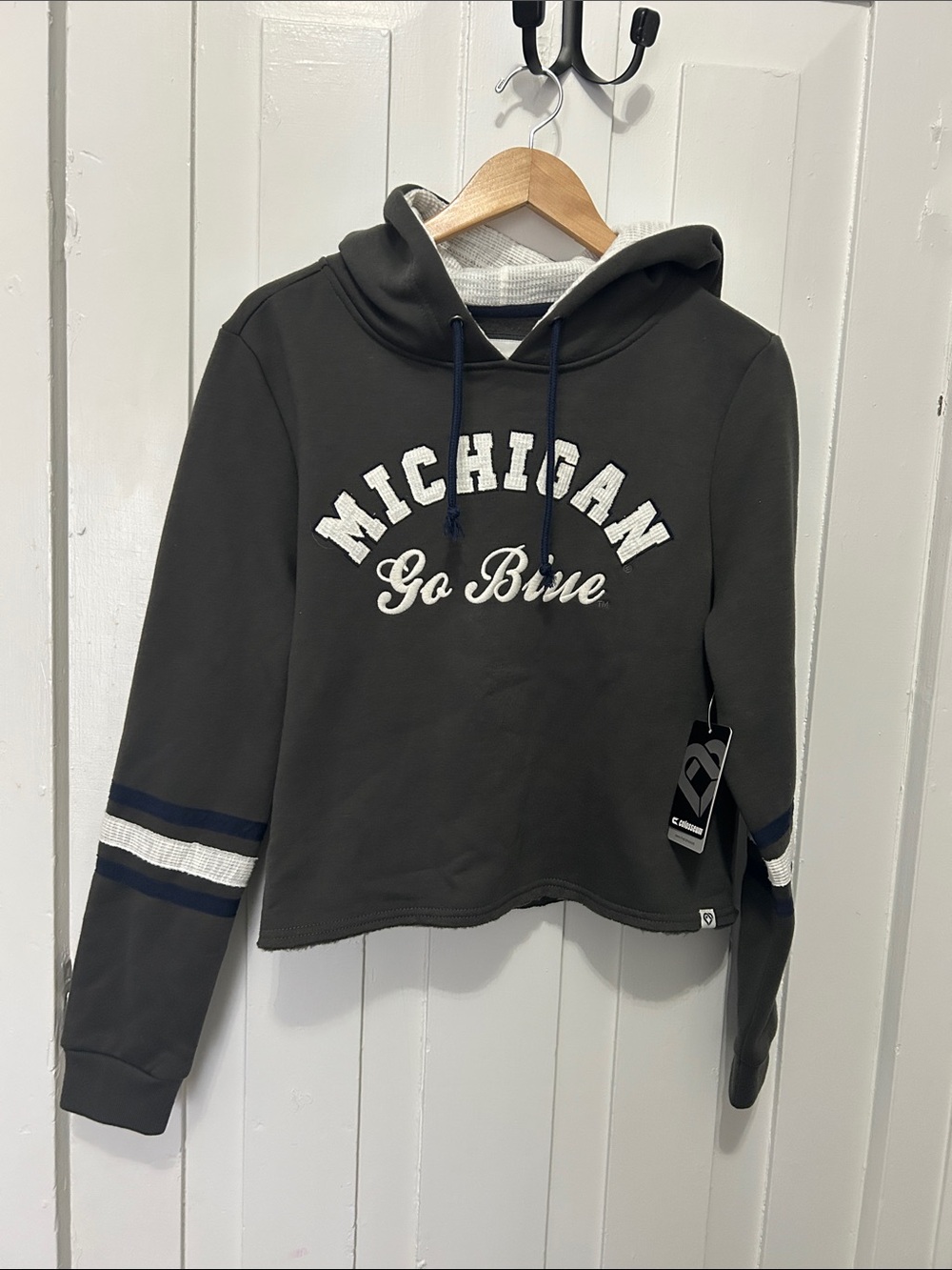 Colosseum Dark Gray Michigan "Go Blue" Hooded Sweatshirt with Navy Accents
